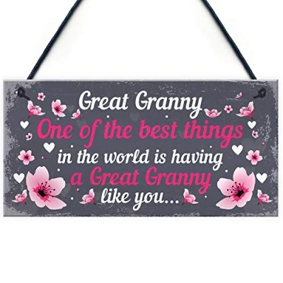 Image of Red Ocean Great Granny Plaque Hanging Sign Grandparent Gifts From Grandchildren Keepsake Birthday Christmas THANK YOU