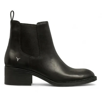 Image of Windsorsmith Womens Black Classic Leather Ankle Chelsea Boots Replace
