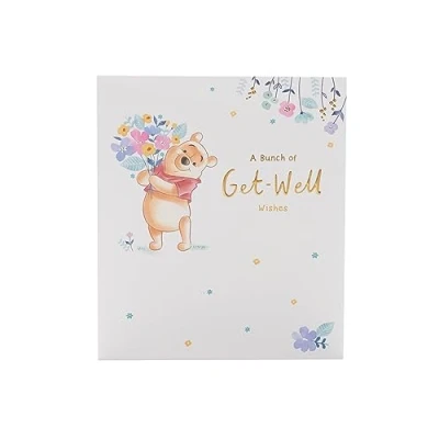 Image of Winnie The Pooh Get Well Soon Card for Him/Her/Friend Flower Design