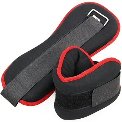Image of DNA Leisure Ankle Wrist Fitness Weights Set Men Women Adjustable Strap Training Gym 1Kg 2kg 3kg 4kg 5kg Compact Iron (2kg (2 x 1kg), Red &amp; Black)