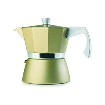 Image of IBILI Evva Golden Express Moka Pot, 12 Cups, 600 ml, Cast Aluminium, Safe for Induction Hob