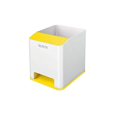 Image of Leitz 53631016 sound pencil case amplification function, WOW, White/Yellow