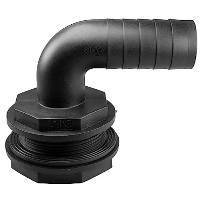 Image of Water butt/rain barrel/water storage tank overflow hosetail elbow with nut &amp; washer (2&quot; bsp 32mm barb)
