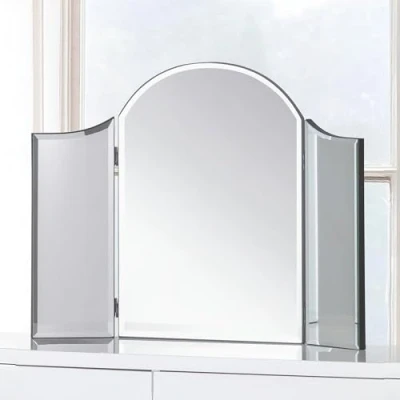 Image of Julian Bowen Canto Curved Dressing Table Mirror Clear Bevelled Mirrors