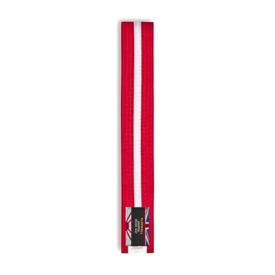 Image of Playwell Martial Arts Cotton Coloured Belt With White Stripe Grading (Karate, Judo Taekwondo) (Red Stripe, 220cm)