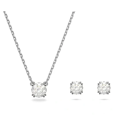 Image of Swarovski Constella Necklace and Earrings Set, Gold Tone with Clear Crystals, from the Collection