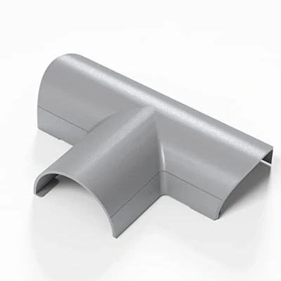 Image of D Line Clip Over Mini Equal Tee Aluminium Effect Use to join 3 lengths of 30x15mm Trunking 1 Pack