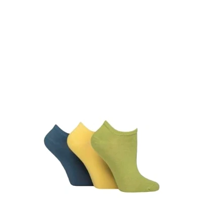 Image of Women&#039;s 3 Pair SOCKSHOP Bamboo Trainer Socks with Smooth Toe Seams Ocean View Plain 4 8
