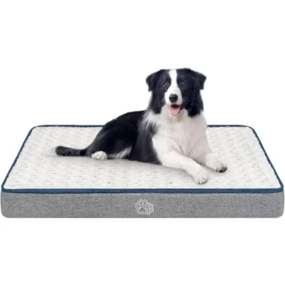 Image of EMPSIGN Large Dog Bed Washable, Orthopedic Beds Mattress for Crate with Washable Removable Cover, Pet Pillow Cushion Dog, Grey, 90x60x7,5cm