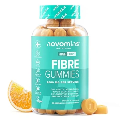 Image of Fibre Gummies 4000 mg High Supplements with Calcium for Gut Health and Digestive System Support Vitamin D, B12, Chromium Inulin 60 by Novomins