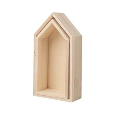 Image of Rayher frame wooden houses, FSC certified, set of 2, 17x9x4 cm + 15x7x4 cm, frame, beige, 62695000