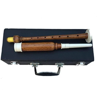 Image of HW Scottish Great Highland Bagpipes Practice Chanter Natural Rosewood Silver Amounts with Carrying Hard Case/Bagpipe + 2 Reeds/Dudelsack/Gaita