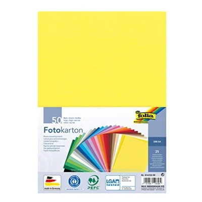 Image of folia 614/50 99 Photo Card Mix, DIN A4, 300 g/m², 50 Sheets, Assorted in 25 Colours, for Crafts and Creative Design of Cards, Window Pictures Scrapbooking