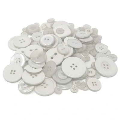 Image of Special Touches 100 Gram Bag of Mix Acrylic &amp; Resin Buttons For Cardmaking Embellishments (White)