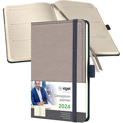 Image of SIGEL C2454 Conceptum Weekly planner 2024, design Casual, 9,5 x 15 cm, hardcover, 176 pages, Beige