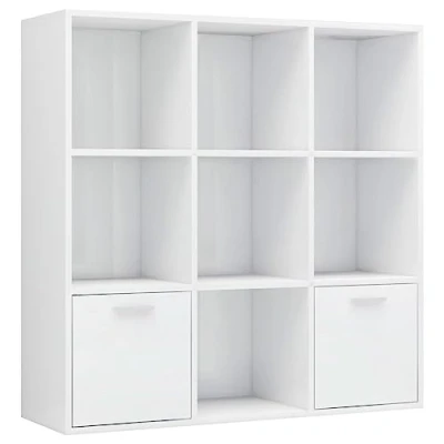 Image of vidaXL Book Cabinet Bookshelf Display Rack Home Office Organiser Storage Shelf Easy to Assemble Decor High Gloss White 98x30x98cm Chipboard