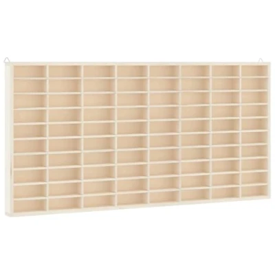 Image of vidaXL Wall Display Cabinet 80 Compartments, Brown Plywood, 80x4.5x40.5 cm Modern Hanging Shelf