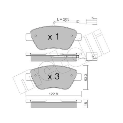 Image of metelligroup 22 0321 0 Brake Pads, Made in Italy, Spare Parts for Cars, ECE R90 Certified, Copper Free