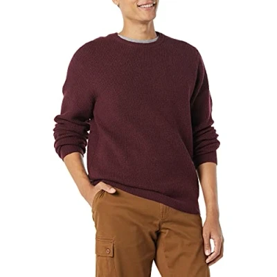 Image of Amazon Essentials Men&#039;s Long Sleeve Soft Touch Waffle Stitch Crewneck Jumper, Burgundy, S