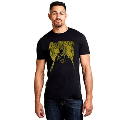 Image of DC Comics Men&#039;s Batman Nightfall T Shirt, Black, S UK