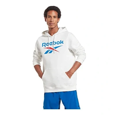Image of Reebok IDENTITY BIG LOGO FLEECE HOODIE WHITE Male TRAINING SWEATSHIRTS