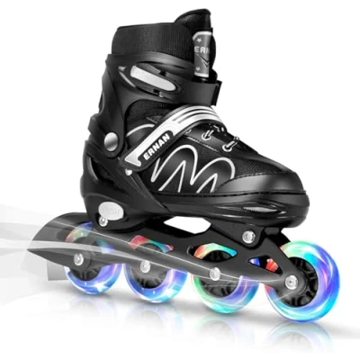 Image of ERNAN Inline Skates,Adjustable Light up Kids Skates, Skates for Boys and Girls,Roller Blades Youth, Beginner (White, S)