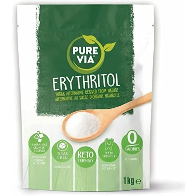 Image of Pure Via Erythritol 1kg, Zero Calorie &amp; Keto Friendly Sugar Alternative Powder, Non GMO Certified