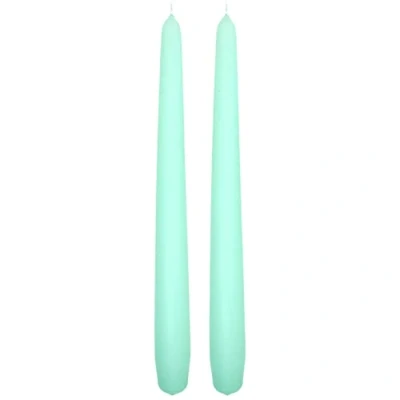 Image of Tapered Dinner Candles, Pack of 2, Unscented, Long Burning Time, 24 cm / 19.45 (Fresh Mint, Matt)
