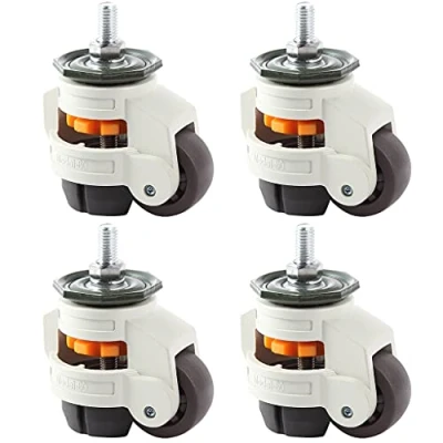 Image of Skelang 4 Pcs Threaded Stem Leveling Castor, 60S Workbench Castors Heavy Duty, Retractable Casters with Nylon Wheels, Total Loading Capacity 1000kg