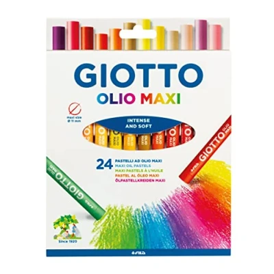 Image of GIOTTO Olio Maxi Oil Pastel Set for Children, 24 Assorted Colours, Large Kids Artist Pastels, Ideal Home and Schools