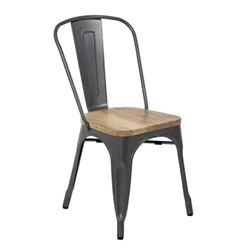 Image of Bolero Bistro Side Chairs with Wooden Seat Pad Gun Metal (4 Pack)