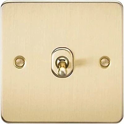Image of KnightsBridge Flat Plate 10AX 1G Intermediate Toggle Switch Brushed Brass