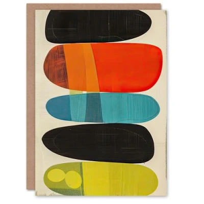 Image of Artery8 Greeting Card Mid Century Modern Abstract Colour Shades Blank For Him Or Her Art Birthday