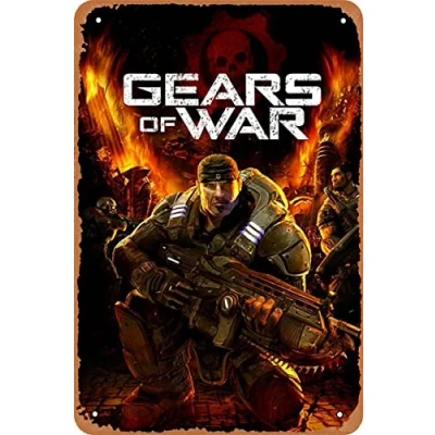 Image of Clilsiatm Gears of War Game Poster Video Tin Metal Sign Vintage Wall Plaque Decor 8x12 Inch