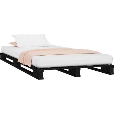 Image of vidaXL Pallet Bed without Mattress Black Small Single Solid Wood