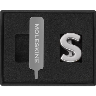 Image of Moleskine Pin for Notebook or Planner Letter S, Pin, Customize The Elastic Closure, Special Customized Gift, Color Silver