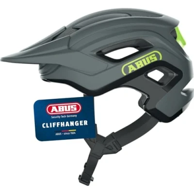 Image of ABUS MTB Helmet CliffHanger, Bike for Demanding Trails, Large Ventilation Openings and TriVider Strap System, Unisex Adult, Concrete Grey, M