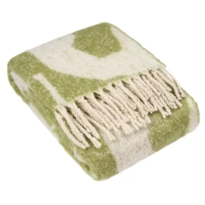 Image of Hoem Meta Jacquard Tasselled Throw Olive Size 130 cm x 180