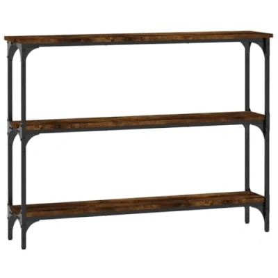 Image of vidaXL Engineered Wood Console Table Smoked Oak Finish, Hallway/Living Room Accents with Ample Storage Space, Adjustable Feet, Metal Frame