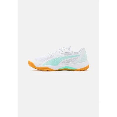 Image of Puma Solarflash III Handball shoes, Women&#039;s, Size: 3.5, White/electric peppermint Textile/synthetics