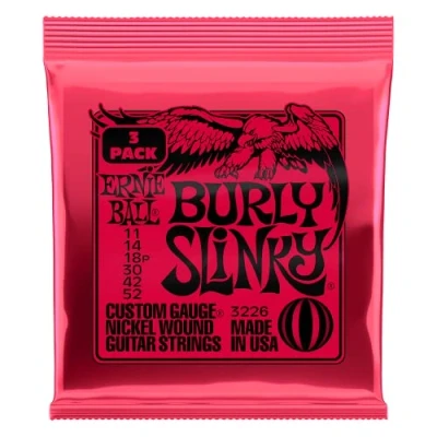 Image of Ernie Ball Burly Slinky Nickelwound Electric Guitar Strings 3 Pack 11 52 Gauge