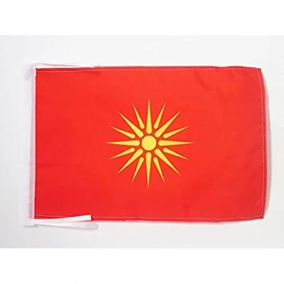 Image of AZ Flag Macedonia Old 18&#039;&#039; x 12&#039;&#039; 100% Polyester Former Macedonian Small Banner with Two Cords Fade Resistant Vivid Colors 18x12 in 45x30 Cm