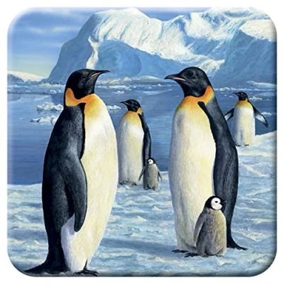 Image of 3D LiveLife Cork Coaster Antarctic Majesty from Deluxebase. Lenticular Penguin Coaster. Non slip drinks mat with original artwork licensed renowned artist, Robert Hautman