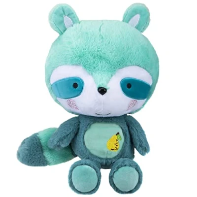 Image of VFM Raccoon Pear Scented Plush Super Soft &amp; Fluffy Turquoise 26cm Fruity Enchanted Forest Animal Brightly Coloured Sensory Cuddly Toy Sensations