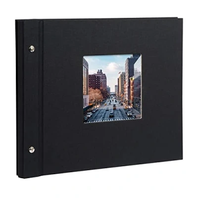 Image of goldbuch Bella Vista 26897 30 x 25 cm Photo Album with 40 White Pages Glassine Dividers Expandable Canvas Book Black