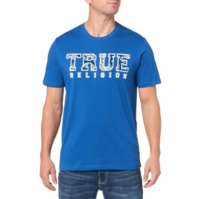 Image of True Religion Men&#039;s Ss Paisley Flock Tee, Pacific Blue, Medium