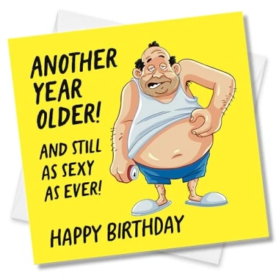 Image of Punkcards Funny Birthday Card &#039;Another Year Older and&#039; for Him Men husband