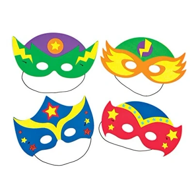 Image of Baker Ross AF532 Star Hero Foam Face Mask Kits (Pack of 4) For Kids To Decorate and Wear