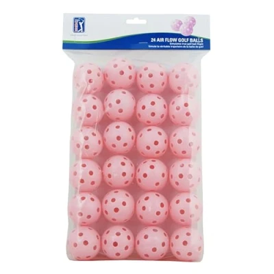 Image of PGA TOUR Golf Practice Balls 24 Pack Lightweight Plastic Airflow for Indoor &amp; Outdoor Use, Simulate True Ball Flight, Safe Durable, Enhanced Control, Pink