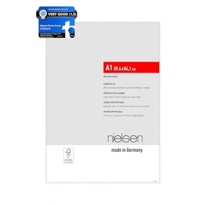 Image of nielsen Atlanta Photo Frame A1, 59.4x84.1cm Aluminium Picture Frame, White with Protective Acrylic Glazing and Push Turn Clips Matt